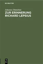 Book cover of Zur Erinnerung Richard Lepsius by Johannes Dümichen