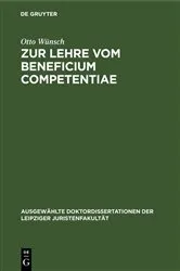 Book cover of Zur Lehre vom Beneficium Competentiae by Unknown