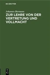 Book cover of Zur Lehre von der Vertretung und Vollmacht by Unknown