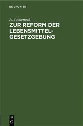 Book cover of Zur Reform der Lebensmittelgesetzgebung by Unknown