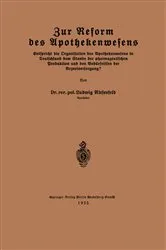 Book cover of Zur Reform des Apothekenwesens by Ludwig Riesenfeld
