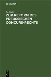Book cover of Zur Reform des preussischen Concurs-Rechts by Unknown