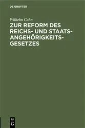 Book cover of Zur Reform des Reichs- und Staatsangehörigkeitsgesetzes by Unknown