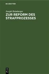 Book cover of Zur Reform des Strafprozesses by Joseph Heimberger