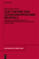 Book cover of Zur Theorie des lexikographischen Beispiels by Khrystyna Lettner